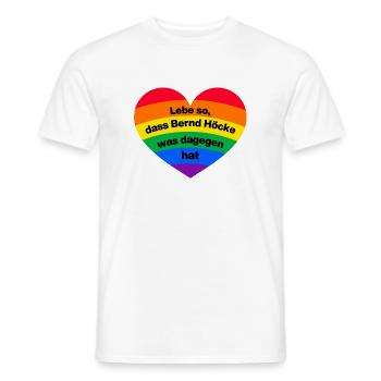 LEBE SO, DASS BEERND HÖCKE WAS DAGEGEN HAT, NO AFD - Männer T-Shirt - Weiß - Vorne - AI Model Male 178 dark (178cm)
