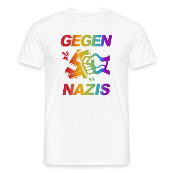 Regenbogenfaust Gegen Nazis - Männer T-Shirt - Weiß - Vorne - AI Model Male 178 dark (178cm)