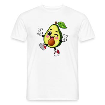 Avocado-Groove: Zwinkerndes Fruchtfröhchen - Männer T-Shirt - Weiß - Vorne - AI Model Male 178 dark (178cm)