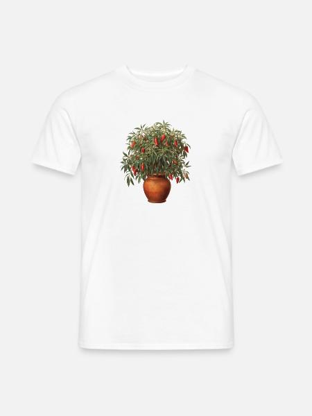 Chilipflanze im Terrakotta-Topf - Männer T-Shirt - Weiß