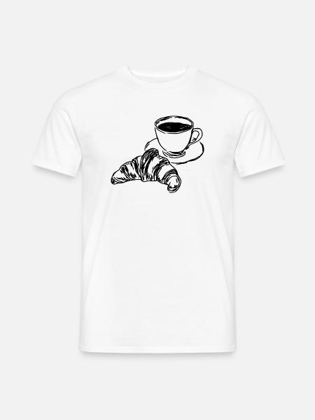 Croissant und Kaffee – Frühstück - Männer T-Shirt - Weiß