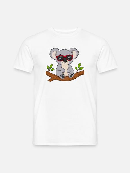 Cooler Koala mit roter Sonnenbrille  - Männer T-Shirt - Weiß