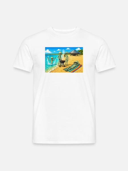 Alien Beach BBQ Day - Männer T-Shirt - Weiß