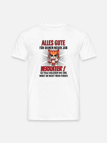 Katze Kollegen Abschied - Männer T-Shirt - Weiß
