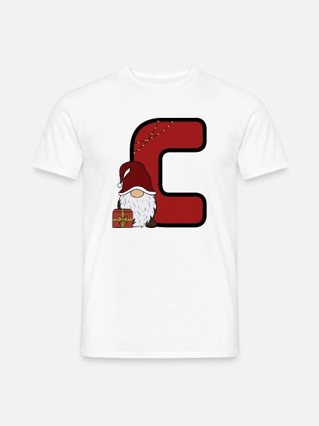 Weihnachts-C mit Santa und Geschenk - Männer T-Shirt - Weiß