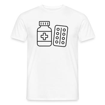 Medizinflaschen- und Tabletten-Liniensymbol - Männer T-Shirt - Weiß - Vorne - AI Model Male 178 dark (178cm)