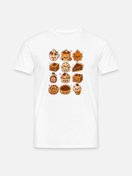 Kawaii Ahorn-Pekannuss | Herbstdesserts - Männer T-Shirt - Weiß