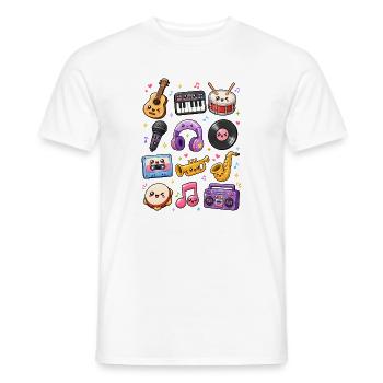Kawaii Musik | Instrumente & Retro - Männer T-Shirt - Weiß - Vorne - AI Model Male 178 dark (178cm)