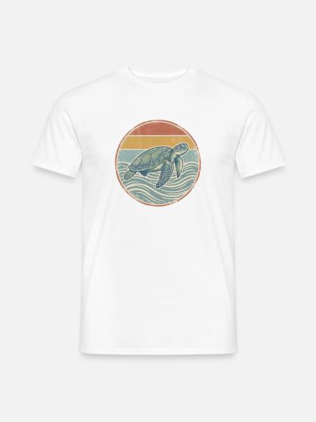 Vintage Meeresschildkröte – Retro Ozean Wellen - Männer T-Shirt - Weiß