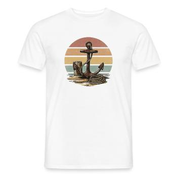 Vintage Anker Steg – Maritimes Retro Meer Motiv - Männer T-Shirt - Weiß - Vorne - AI Model Male 178 dark (178cm)