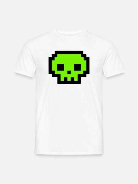 Gruener Pixel Totenkopf Icon - Männer T-Shirt - Weiß