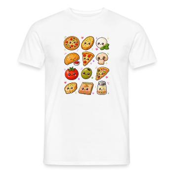 Kawaii Pizza | Italienisches Essen - Männer T-Shirt - Weiß - Vorne - AI Model Male 178 dark (178cm)