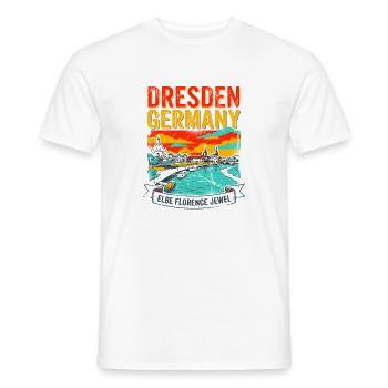 Florence Retro Dresden Germany City Skyline - Männer T-Shirt - Weiß - Vorne - AI Model Male 178 dark (178cm)