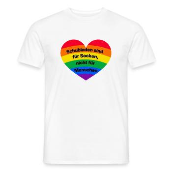 SCHUBLADEN SIND FÜR SOCKEN, TOLERANZ MENSCHENRECHT - Männer T-Shirt - Weiß - Vorne - AI Model Male 178 dark (178cm)