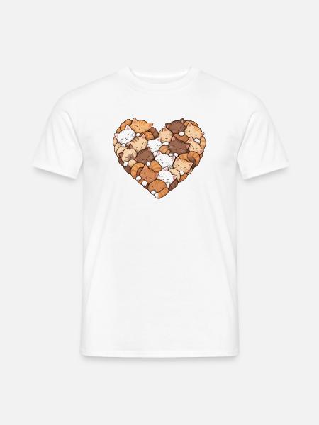 Katzenherz: Kuschel-Cosmos - Männer T-Shirt - Weiß