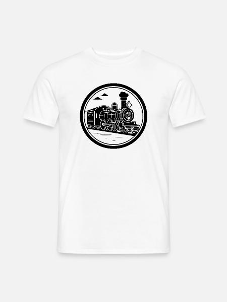 Dampflokomotive Skizze - Männer T-Shirt - Weiß