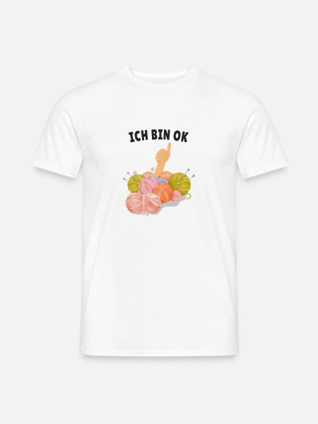 Ich bin OK – Strickliebe mit Augenzwinkern - Männer T-Shirt - Weiß