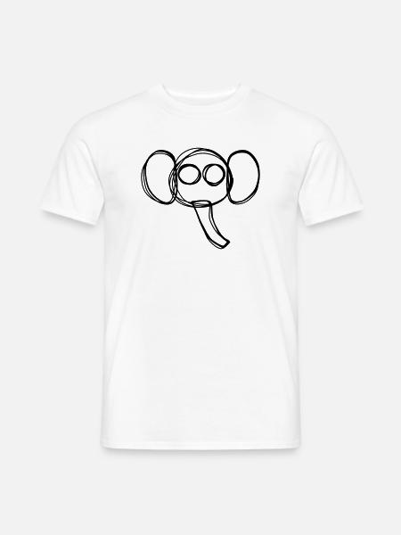 Elefant handgezeichnet - Männer T-Shirt - Weiß