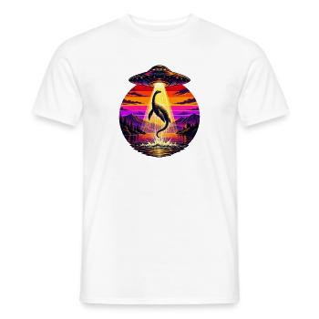 UFO-Strahl-Lochness-Monster Sonnenuntergangsneon - Männer T-Shirt - Weiß - Vorne - AI Model Male 178 dark (178cm)