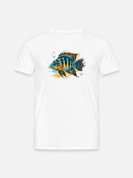 Schmetterlingsbuntbarsch Aquarium - Männer T-Shirt - Weiß