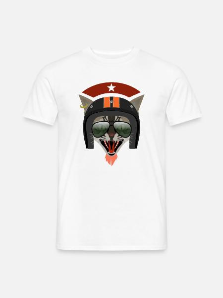 WILDE REITERKATZE - Männer T-Shirt - Weiß