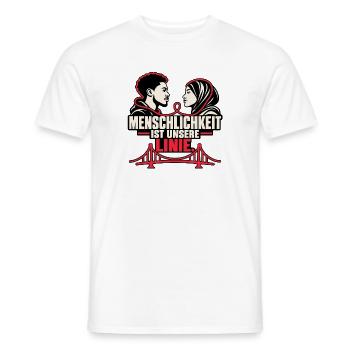 Menschlichkeit ist unsere Linie - Männer T-Shirt - Weiß - Vorne - AI Model Male 178 dark (178cm)