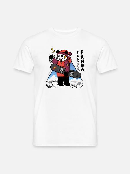 Bold Comic Powder Panda Snowboard-Kunst - Männer T-Shirt - Weiß