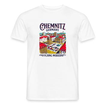 Retro Chemnitz Germany City Skyline Darmstadt - Männer T-Shirt - Weiß - Vorne - AI Model Male 178 dark (178cm)