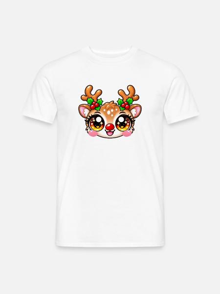 Kawaii-Hirsch leuchtende Stechpalme - Männer T-Shirt - Weiß