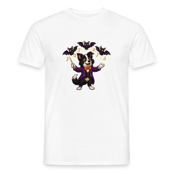 Border Collie leitet einen Halloween-Fledermauschor - Männer T-Shirt - Weiß - Vorne - AI Model Male 178 dark (178cm)