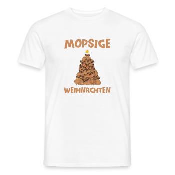 Mops Weihnachten Weihnachtsbaum Hund Weihnachten - Männer T-Shirt - Weiß - Vorne - AI Model Male 178 dark (178cm)