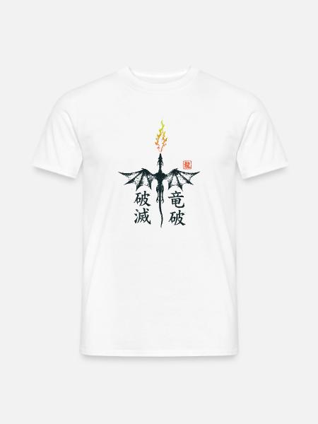 Drachenfeuer Kanji Drache - Männer T-Shirt - Weiß