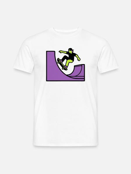 Skateboard Halfpipe Grafik - Männer T-Shirt - Weiß