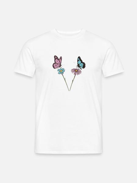 Pastell-Schmetterlingsblüte-Duo - Männer T-Shirt - Weiß