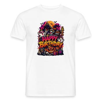 Happy Birthday Halloween Bash - Männer T-Shirt - Weiß - Vorne - AI Model Male 178 dark (178cm)