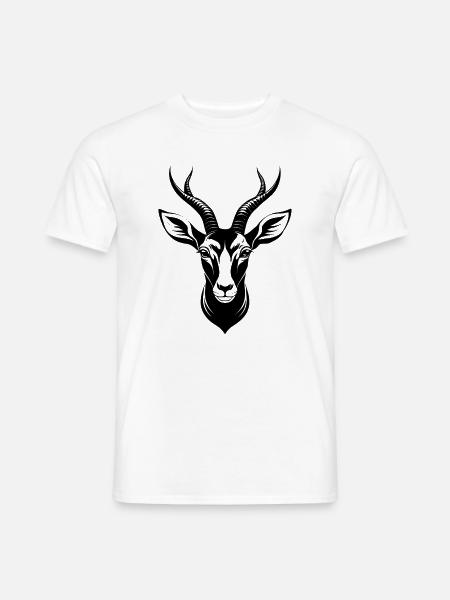 Springbock-Antilopenkopf - Männer T-Shirt - Weiß