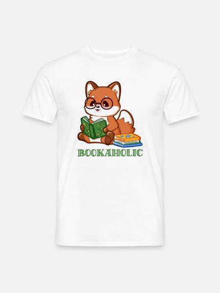 Niedlicher Fuchs mit Spruch und Lesebrille - Männer T-Shirt - Weiß