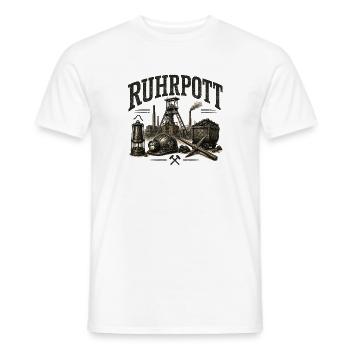 Ruhrpott - Bergbau - Zeche - Kumpel - Zollverein - Männer T-Shirt - Weiß - Vorne - AI Model Male 178 dark (178cm)