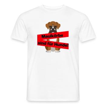 PRO MEINUNGSFREIHEIT, MAULKÖRBE SIND FÜR HUNDE - Männer T-Shirt - Weiß - Vorne - AI Model Male 178 dark (178cm)