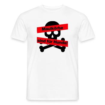 PRO MEINUNGSFREIHEIT, MAULKÖRBE SIND FÜR HUNDE - Männer T-Shirt - Weiß - Vorne - AI Model Male 178 dark (178cm)