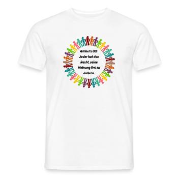 ARTIKEL 5 GG: RECHT AUF MEINUNGSFREIHEIT, GLÜCK - Männer T-Shirt - Weiß - Vorne - AI Model Male 178 dark (178cm)