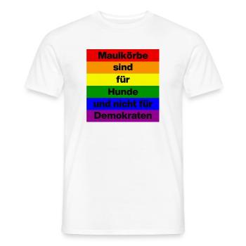 PRO MEINUNGSFREIHEIT, MAULKÖRBE SIND FÜR HUNDE - Männer T-Shirt - Weiß - Vorne - AI Model Male 178 dark (178cm)