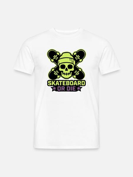 Skateboard Totenkopf Wappen - Männer T-Shirt - Weiß