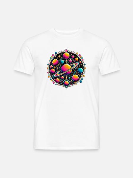 Kosmische Planeten Neon - Männer T-Shirt - Weiß