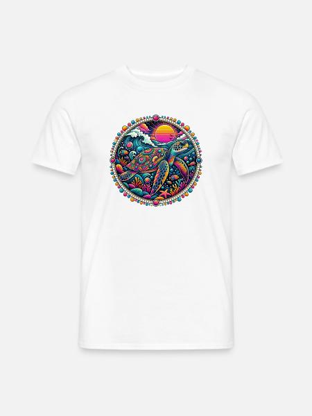 Psychedelische Meeresschildkröte - Männer T-Shirt - Weiß