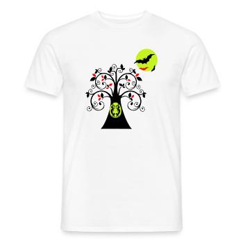 Baum mit Eule Halloween - Männer T-Shirt - Weiß - Vorne - AI Model Male 178 dark (178cm)