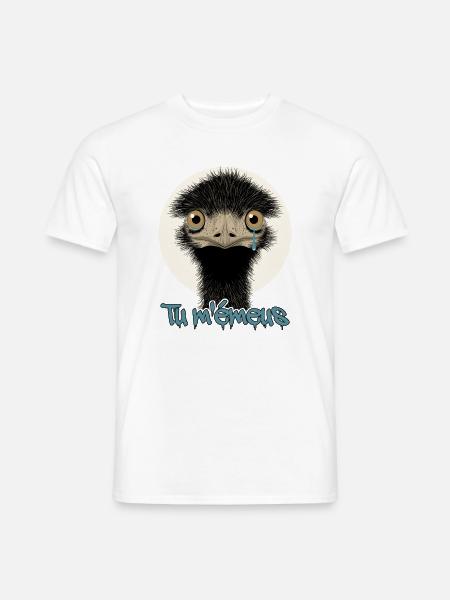 TU M'ÉMUS (Vogel, Emotion) - Männer T-Shirt - Weiß