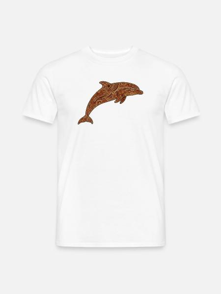 Delfin_braun - Männer T-Shirt - Weiß