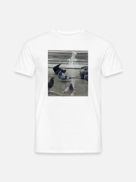 Taubenliebe am Brunnen - Männer T-Shirt - Weiß