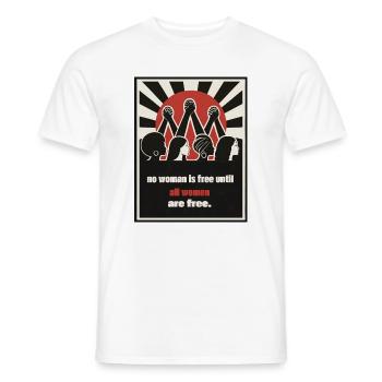 No Woman Is Free Until All Women Are Free - Männer T-Shirt - Weiß - Vorne - AI Model Male 178 dark (178cm)